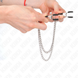 Kink - Pinces À Teteaux Avec 2 Chaînes Épaisses Argent 20/23 Cm